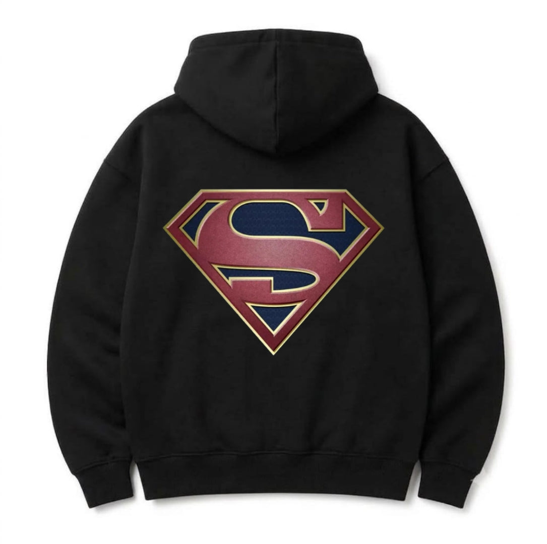 Men's Superman "House of El" Graphic Oversized Black Hoodie