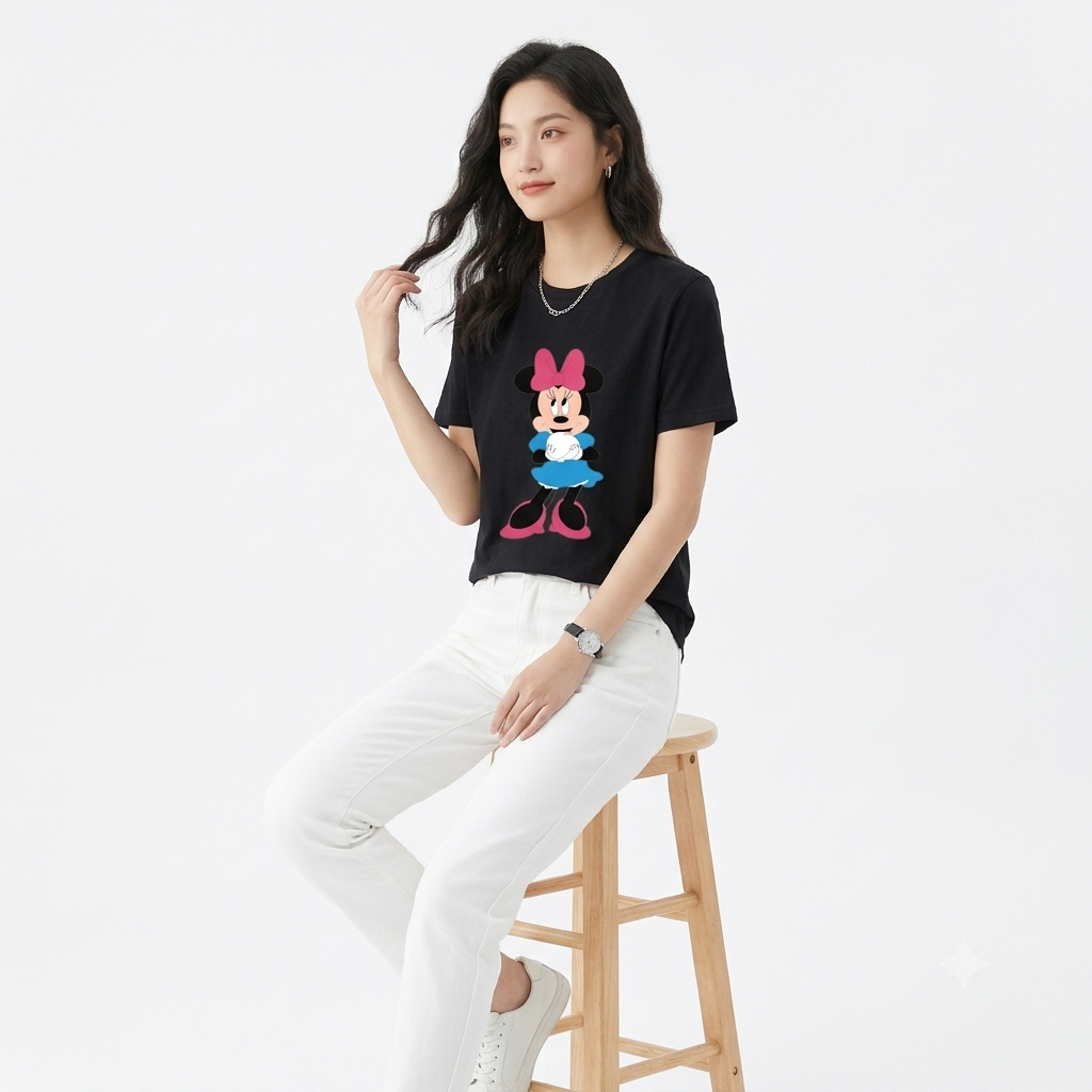 Minnie Mouse Graphic T-Shirt – Black Classic Fit Cartoon Streetwear Tee
