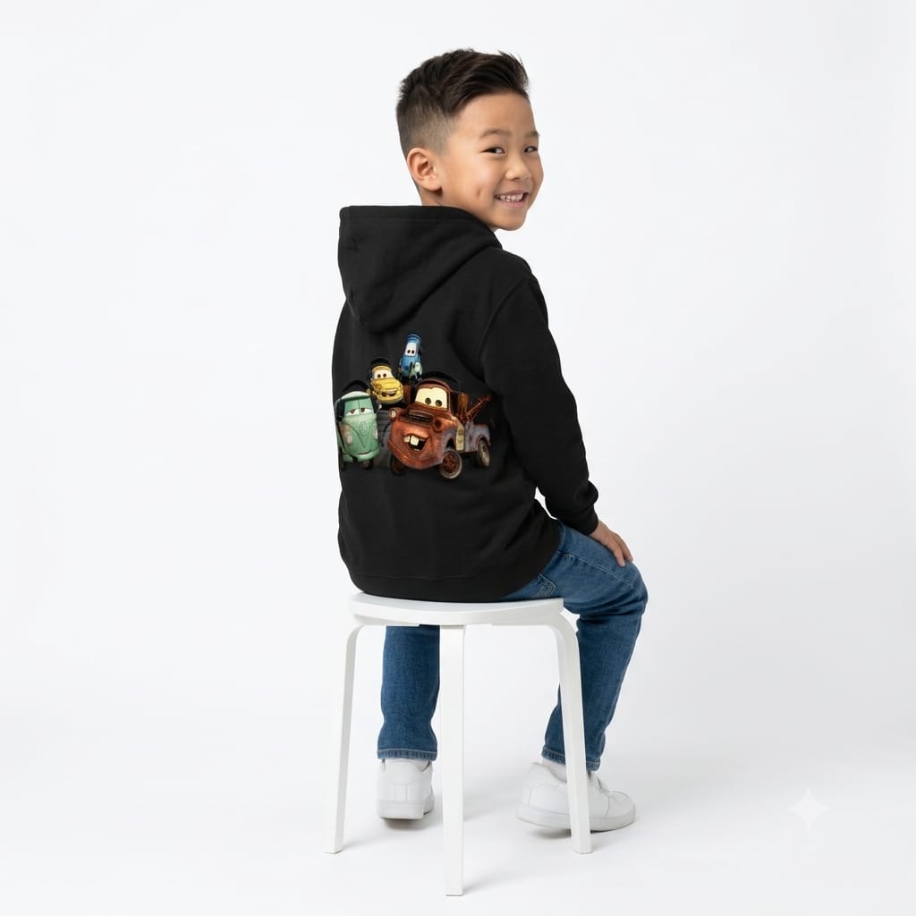 Radiator Springs Crew Heavyweight Black Hoodie | Disney Cars Character Graphic Sweatshirt