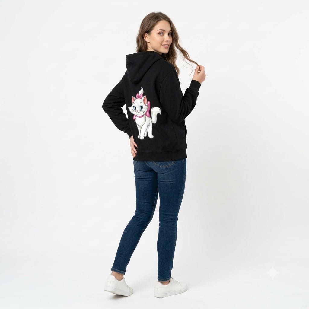 Cute White Kitten Hoodie | Animated Cat Graphic Sweatshirt