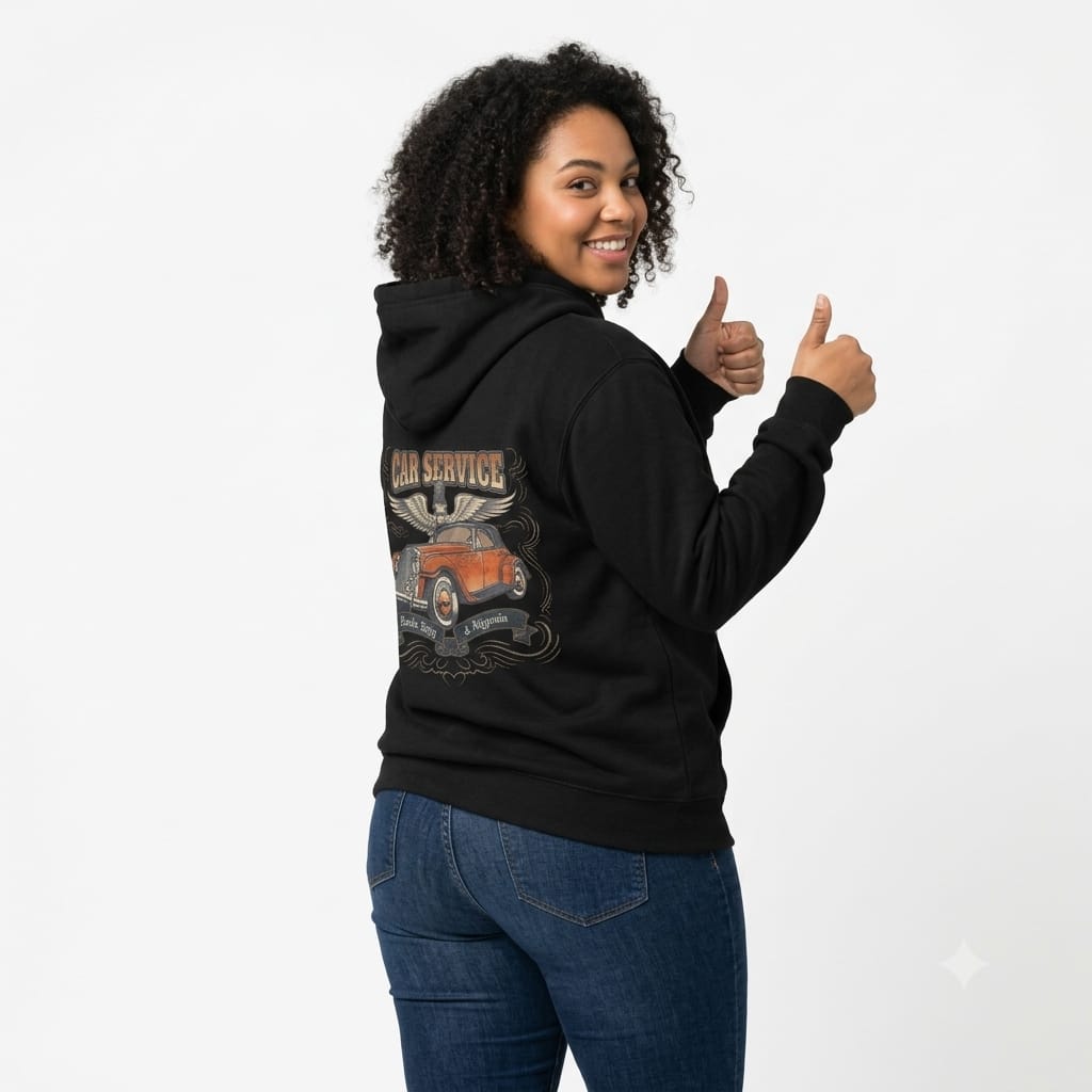 Vintage Car Service Hoodie | Classic Auto Graphic Sweatshirt