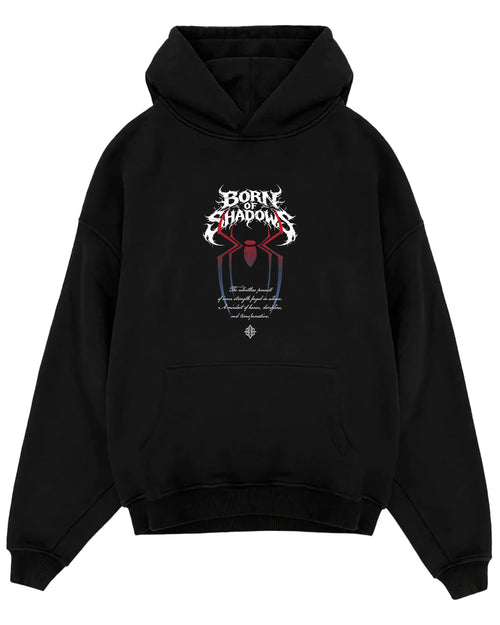 Men’s Born of Shadow Spider Graphic Black Hoodie | HKAY