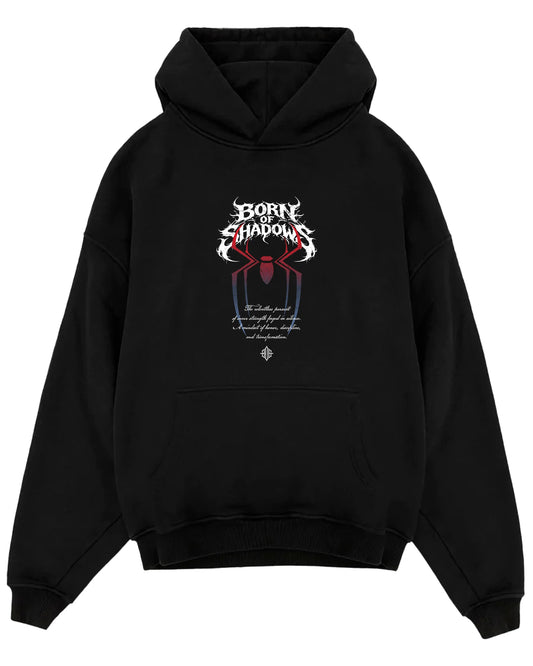Men’s Born of Shadow Spider Graphic Black Hoodie | HKAY