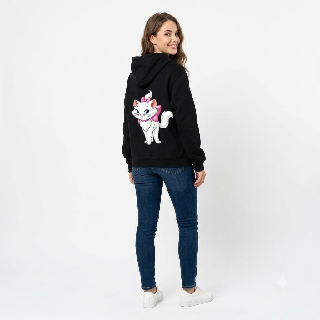 Cute White Kitten Hoodie | Animated Cat Graphic Sweatshirt