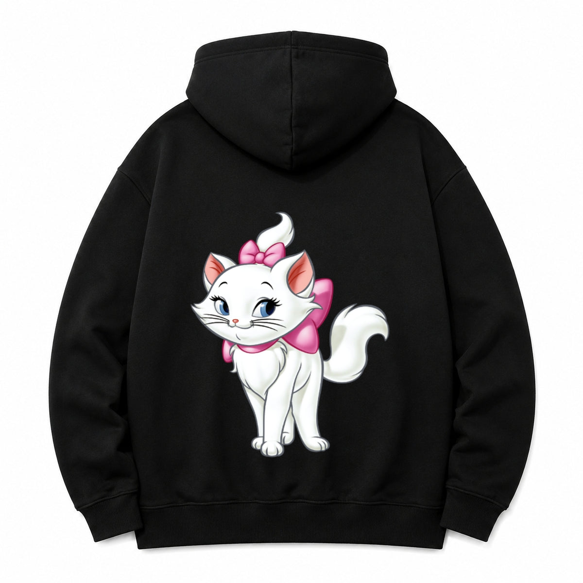 Cute White Kitten Hoodie | Animated Cat Graphic Sweatshirt