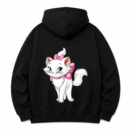 Cute White Kitten Hoodie | Animated Cat Graphic Sweatshirt