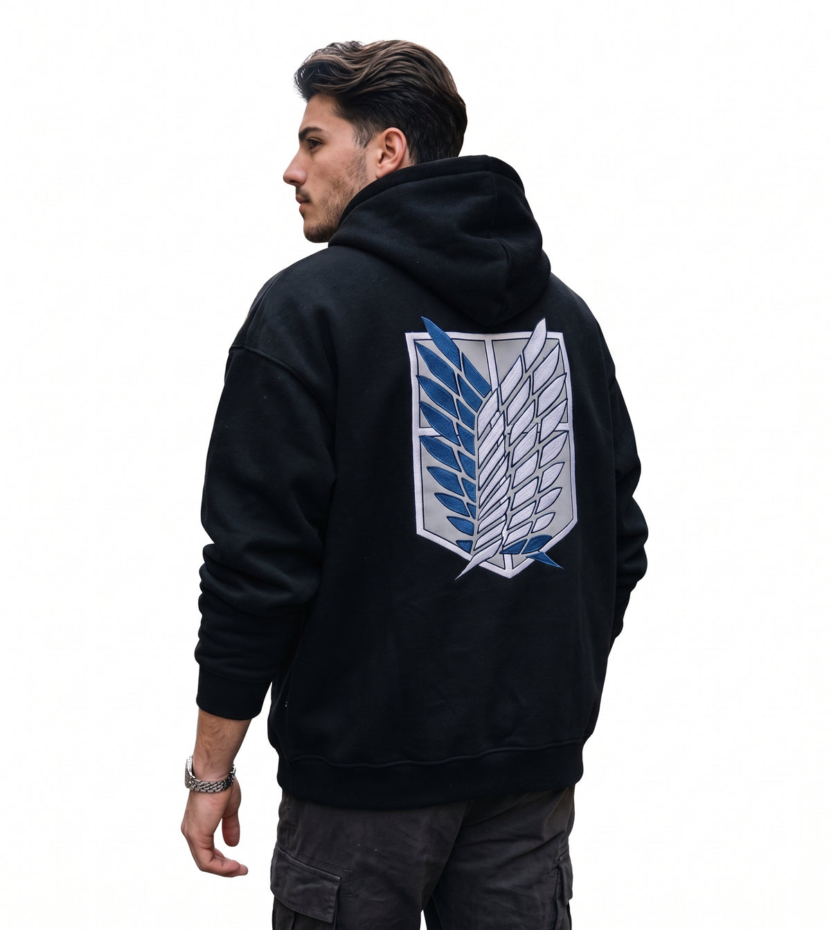 Scout Regiment Wings of Freedom Oversized Black Anime Hoodie