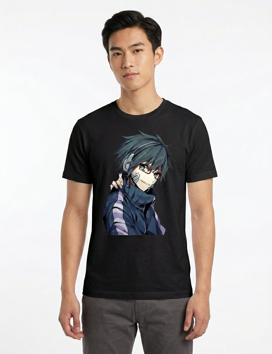 Cyberpunk Anime Boy Graphic T-Shirt | Streetwear Techwear Otaku Tee |  HKay Premium
