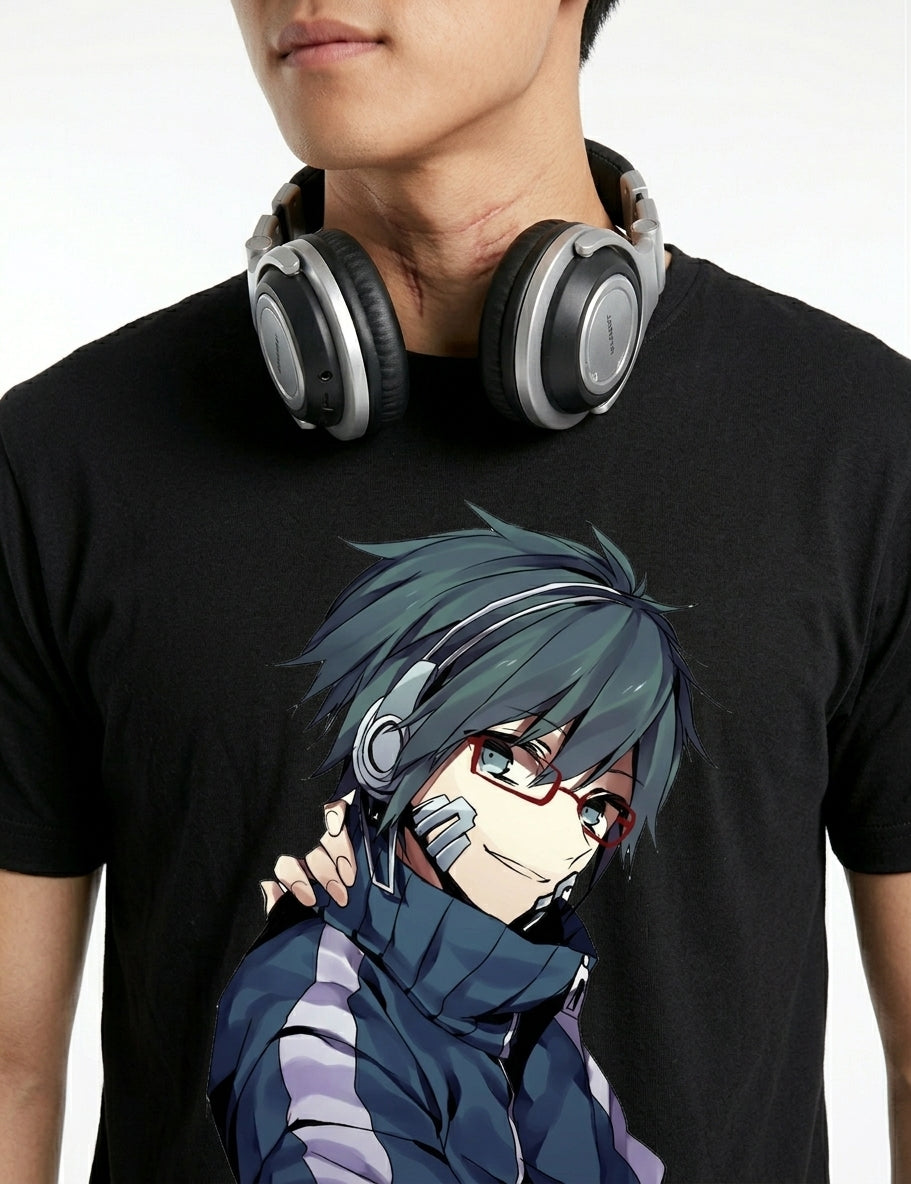 Cyberpunk Anime Boy Graphic T-Shirt | Streetwear Techwear Otaku Tee |  HKay Premium
