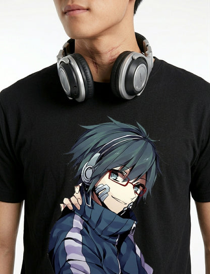 Cyberpunk Anime Boy Graphic T-Shirt | Streetwear Techwear Otaku Tee |  HKay Premium