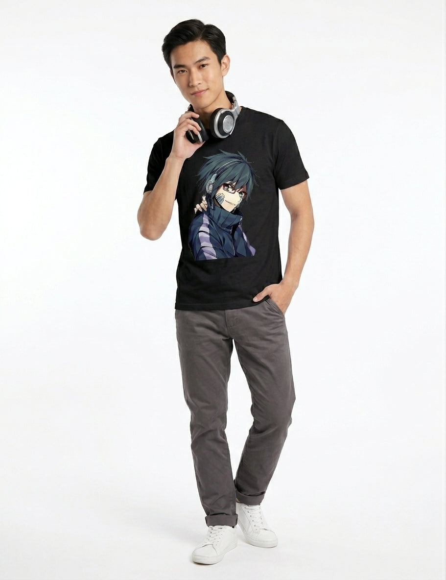 Cyberpunk Anime Boy Graphic T-Shirt | Streetwear Techwear Otaku Tee |  HKay Premium