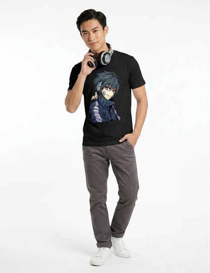 Cyberpunk Anime Boy Graphic T-Shirt | Streetwear Techwear Otaku Tee |  HKay Premium