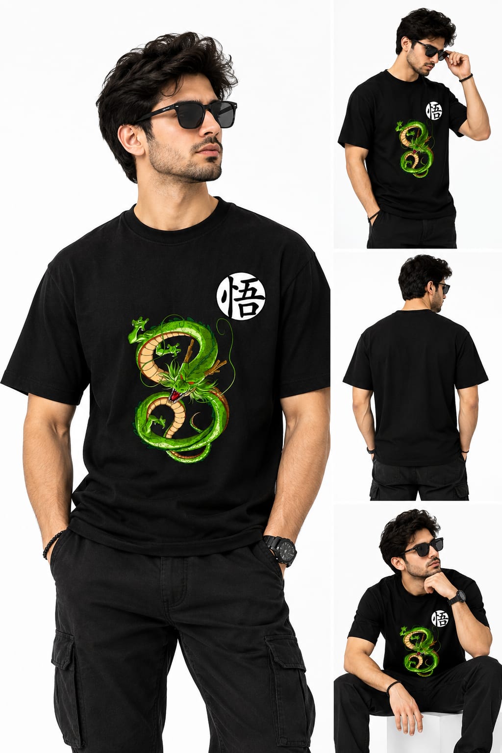 HKAY Anime Shenron Dragon Black T-Shirt