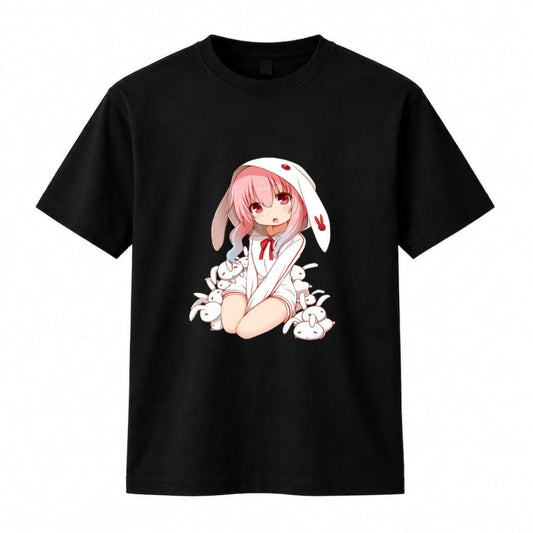 Oversized Anime Bunny Girl T-Shirt | Harajuku Kawaii Graphic Tee