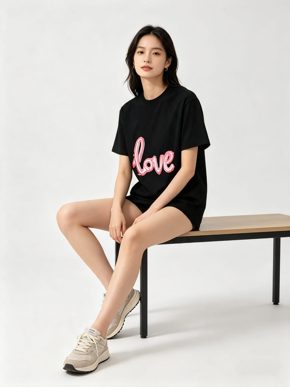 HKAY Premium Jet Black 200 GSM Love Graphic T-Shirt