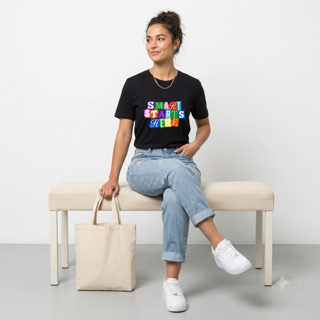 Smart Starts Here Black Graphic T-Shirt | Premium Streetwear Crewneck
