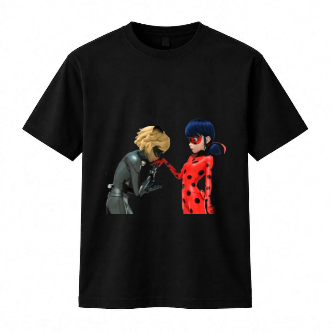 Miraculous Ladybug & Cat Noir Graphic T-Shirt – Jet Black Regular Fit
