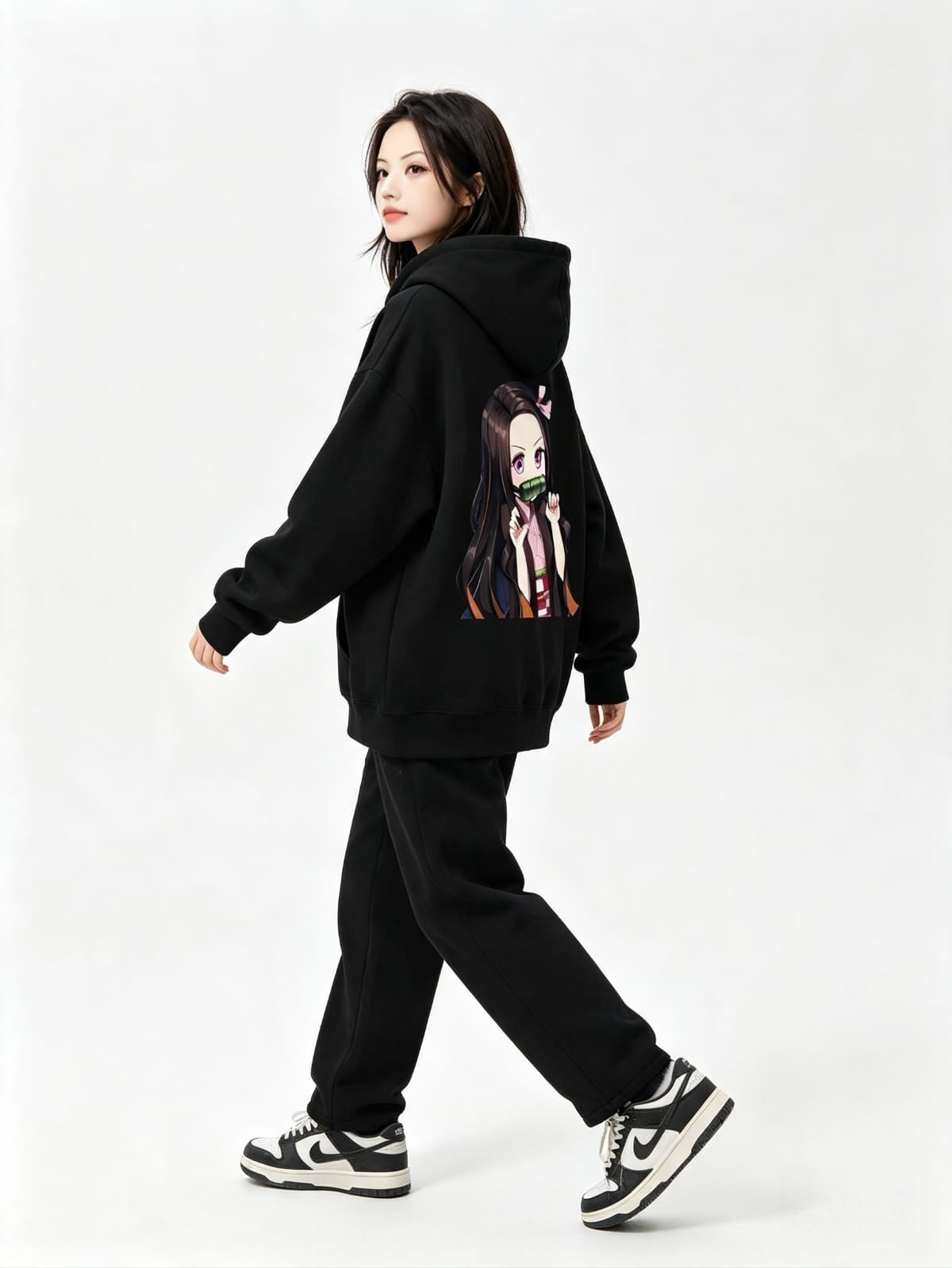 HKAY Premium 320 GSM Oversized Black Anime Hoodie – Premium Streetwear