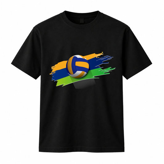 HKAY Premium Volleyball Splash Jet Black 200 GSM T-Shirt