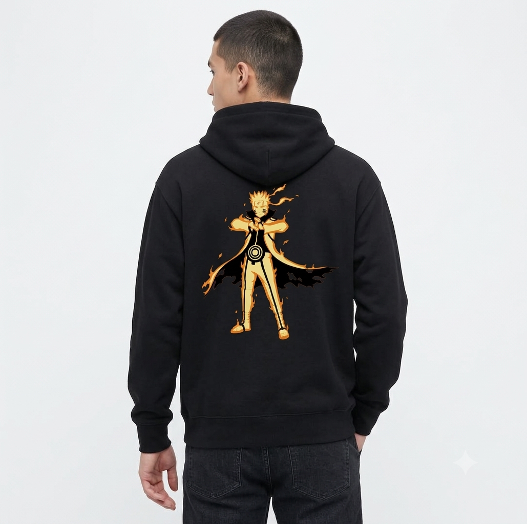 Naruto Kurama Chakra Mode Oversized Black Hoodie | 320 GSM Heavyweight Streetwear