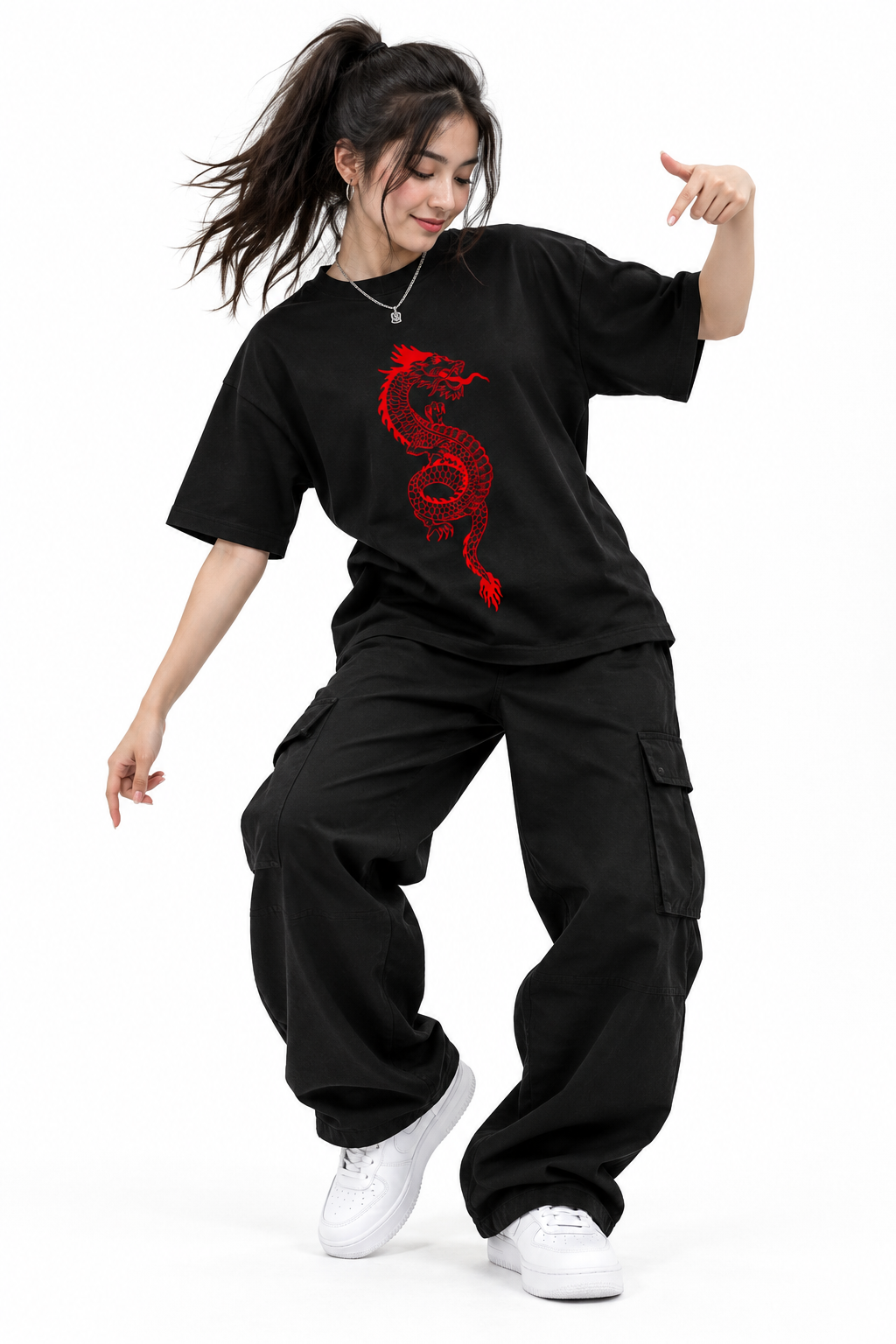 Red Dragon Graphic T-Shirt – Jet Black Streetwear Cotton Tee