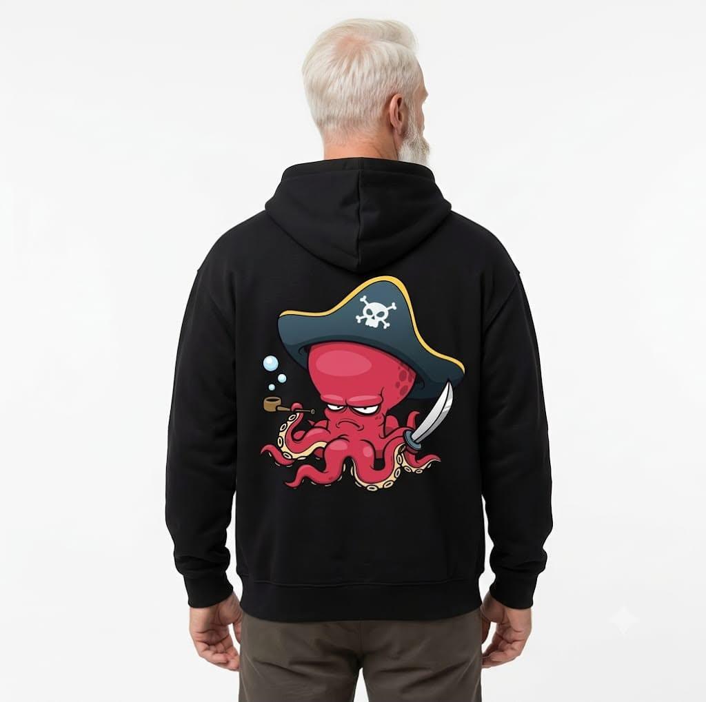 HKAY Premium Captain Octopus Jet Black 320 GSM Hoodie