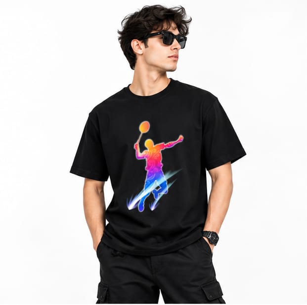 HKAY Premium Badminton Player Jet Black 200 GSM T-Shirt