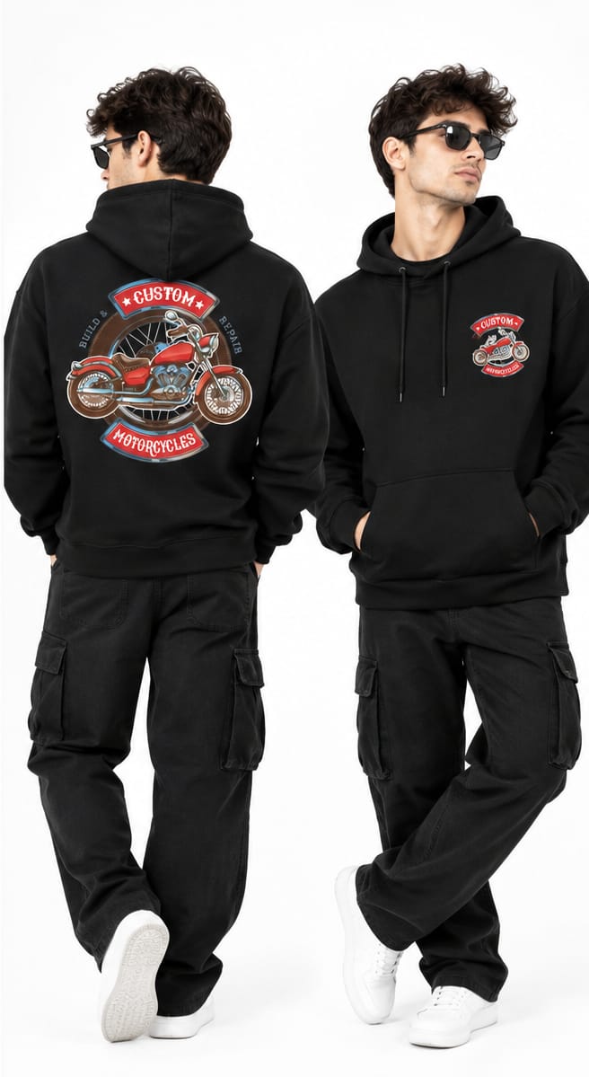 HKAY Premium Custom Chopper Jet Black 320 GSM Hoodie