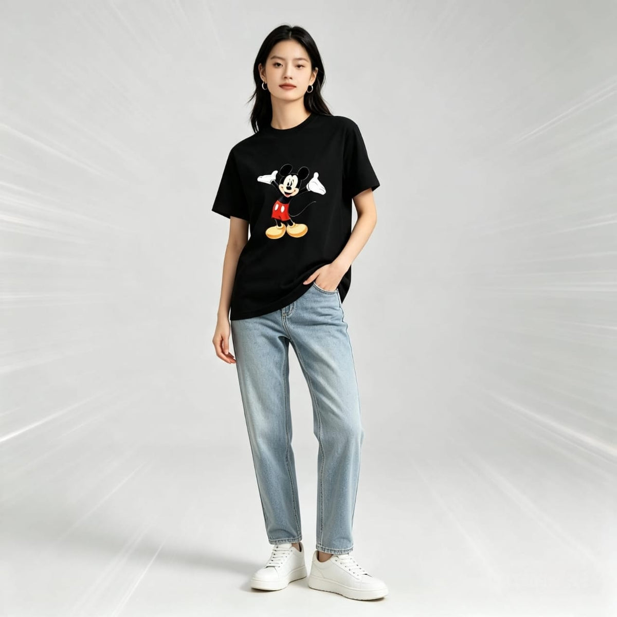 HKAY Premium Vintage Mouse Jet Black 200 GSM T-Shirt