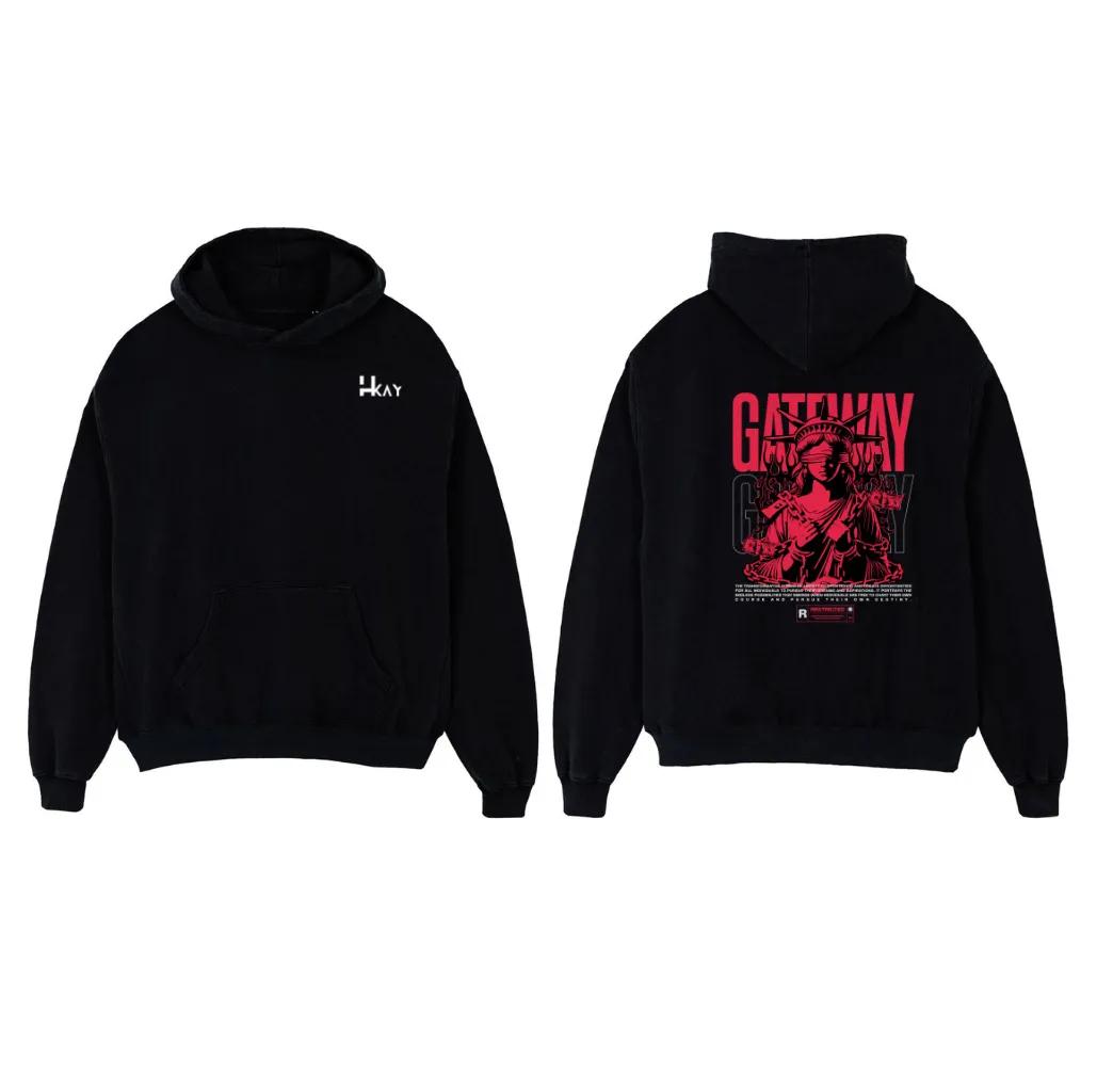 HKAY Premium Gateway Liberty Jet Black 320 GSM Hoodie