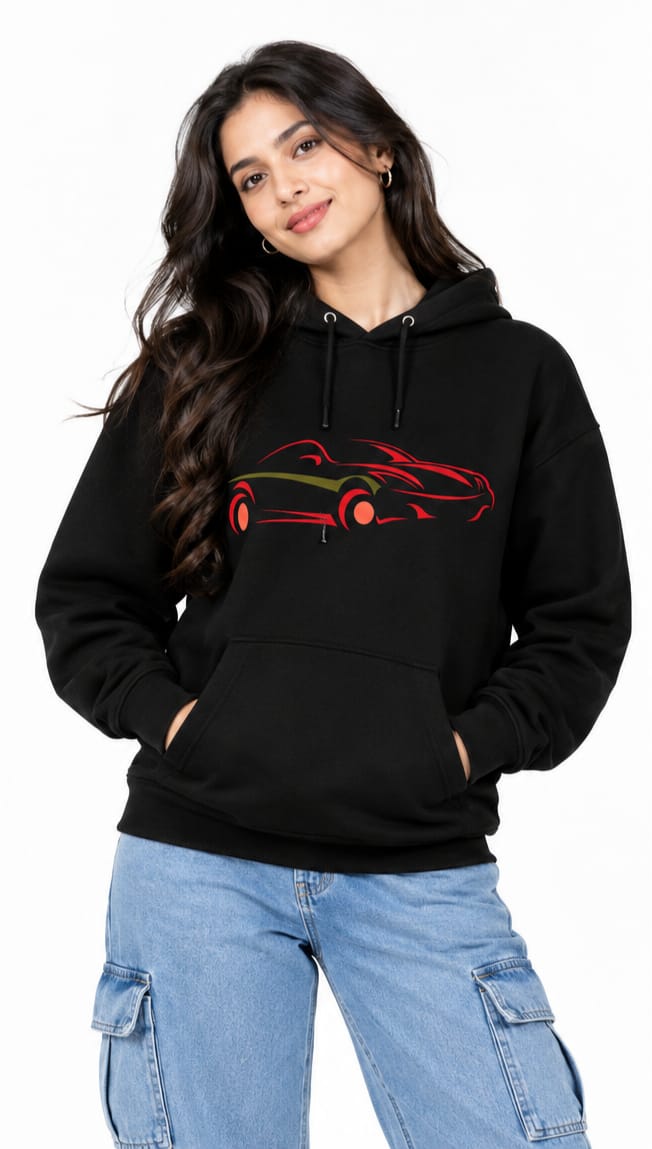 HKAY Premium Crimson Supercar Jet Black 320 GSM Hoodie