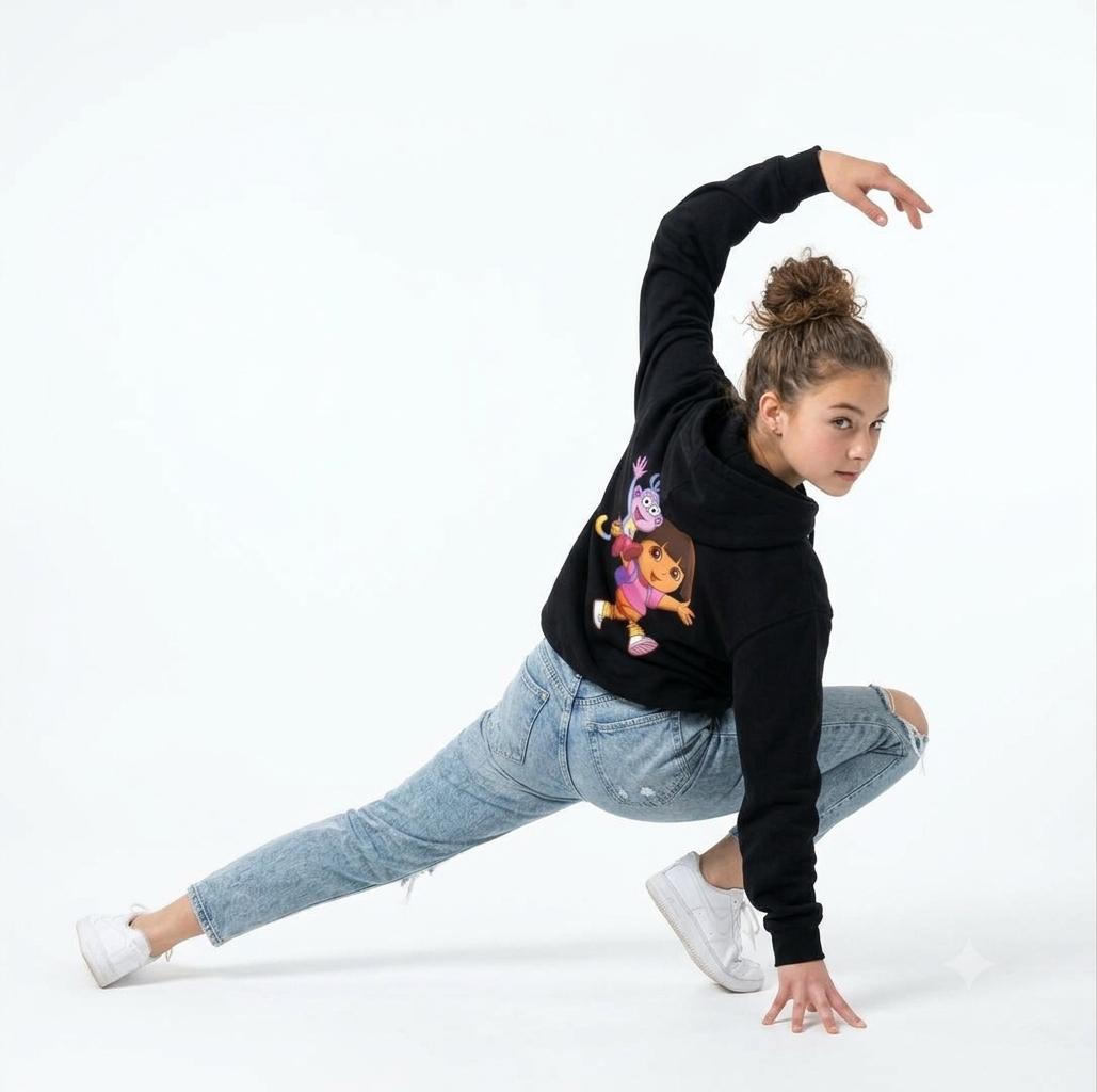 Dora the Explorer & Boots Graphic Back-Print Pullover Hoodie – Black