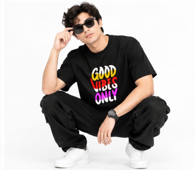 HKAY Premium Good Vibes Only Jet Black T-Shirt