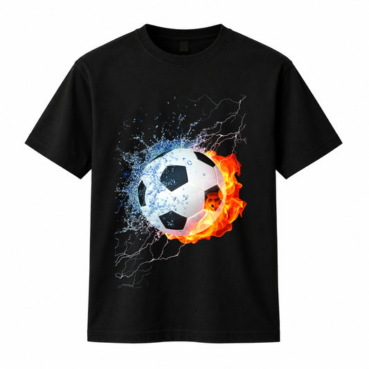 HKAY Premium Fire & Water Soccer Jet Black 200 GSM T-Shirt