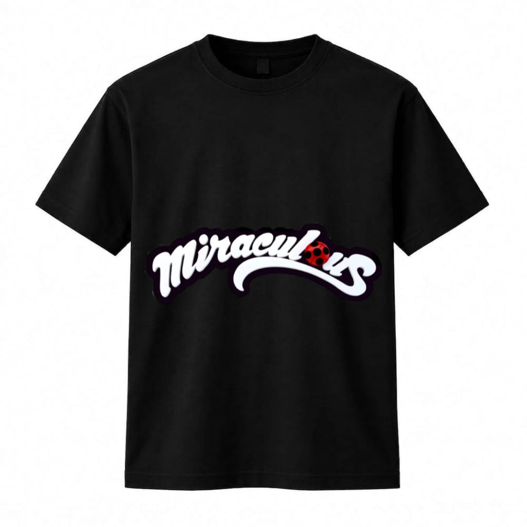 Miraculous Ladybug Graphic Black T-Shirt | Retro Collegiate Unisex Streetwear Crewneck