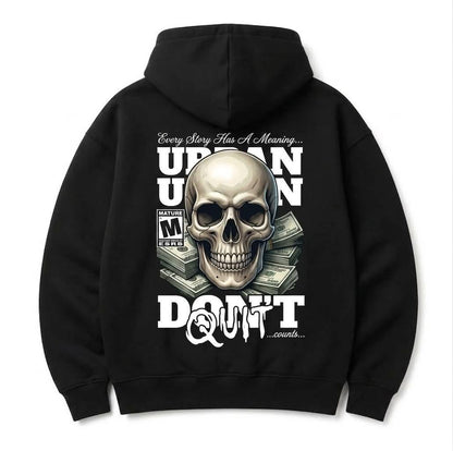 HKAY Black Urban Union Oversized Hoodie – Skull Graphic Streetwear
