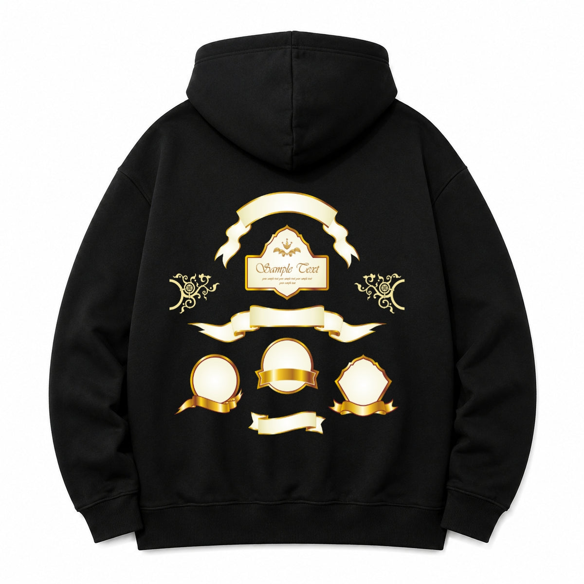 HKAY Premium Royal Baroque Gold Crest Graphic Hoodie