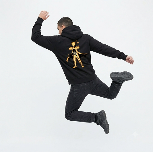 Naruto Kurama Chakra Mode Oversized Black Hoodie | 320 GSM Heavyweight Streetwear