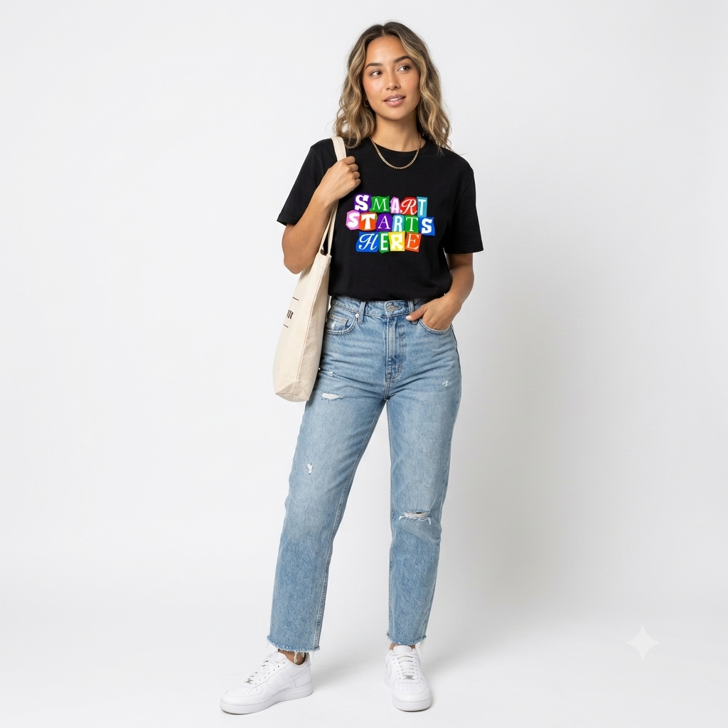 Smart Starts Here Black Graphic T-Shirt | Premium Streetwear Crewneck