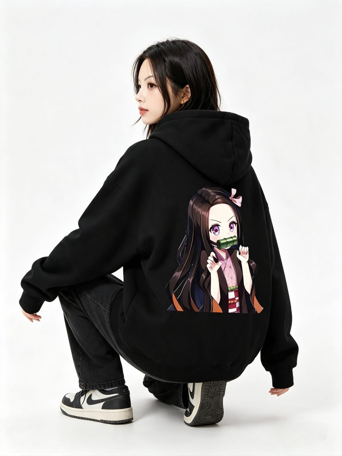 HKAY Premium 320 GSM Oversized Black Anime Hoodie – Premium Streetwear