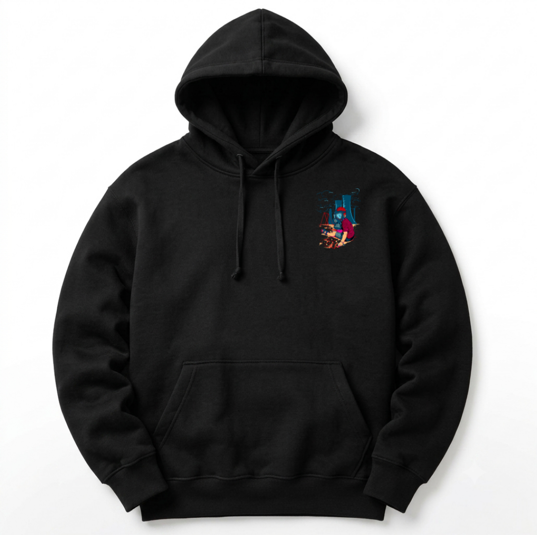 HKay Men's Black Toxic Graphic Hoodie – Dystopian Streetwear