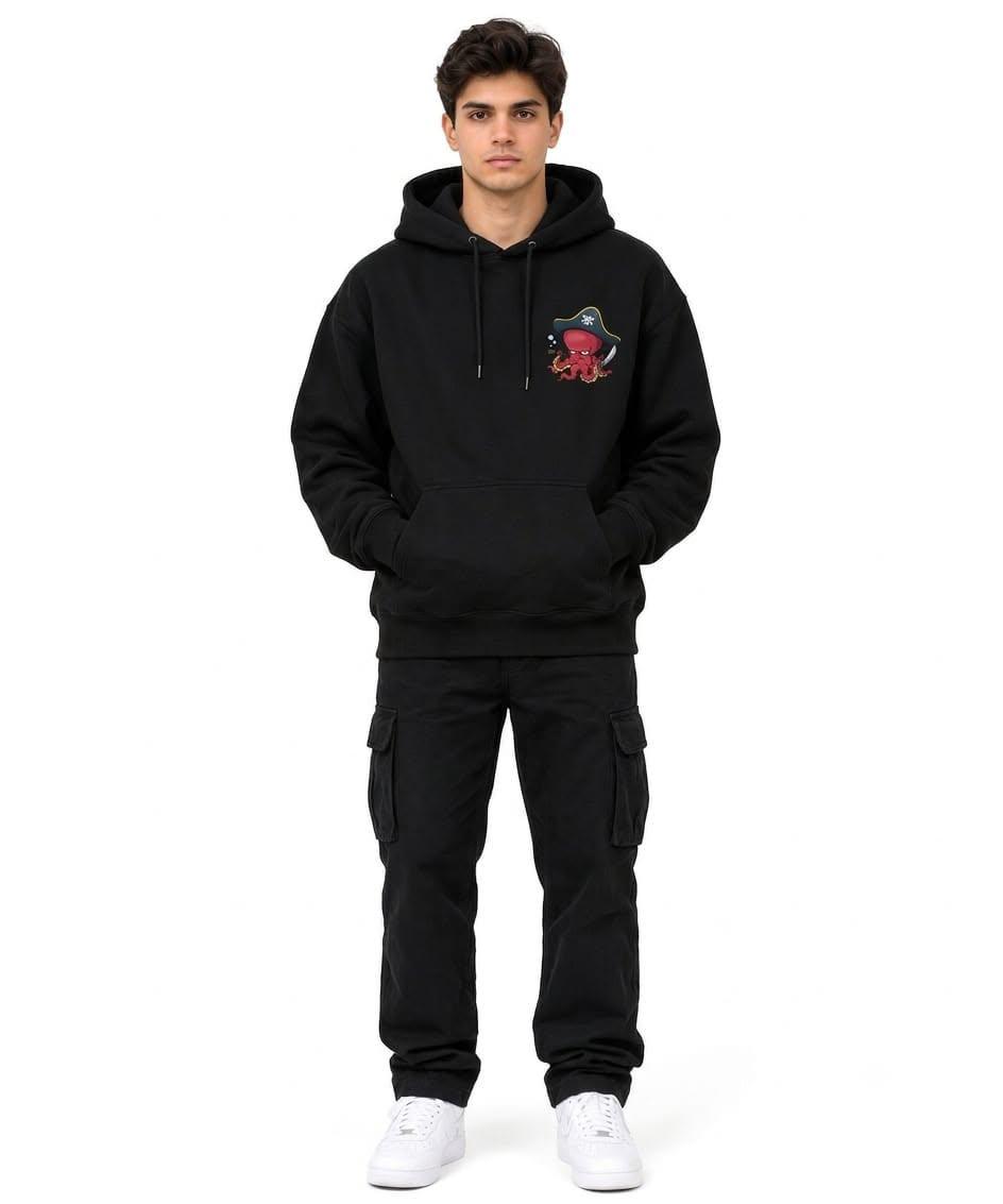 HKAY Premium Captain Octopus Jet Black 320 GSM Hoodie