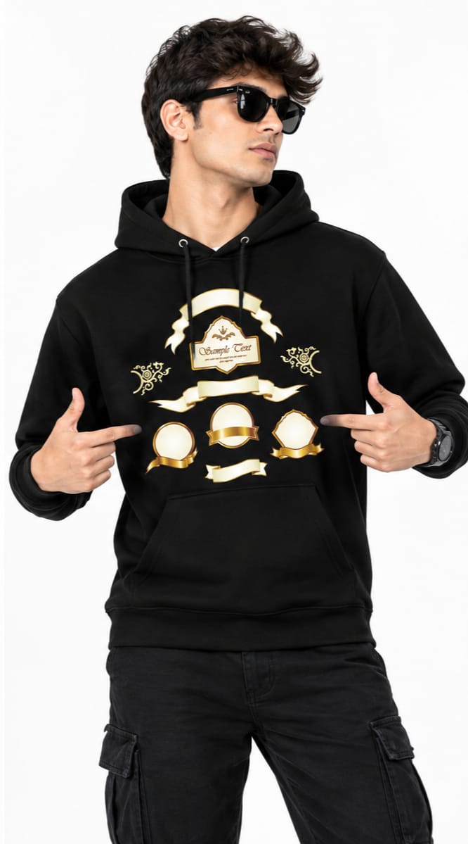 HKAY Premium Royal Baroque Gold Crest Graphic Hoodie