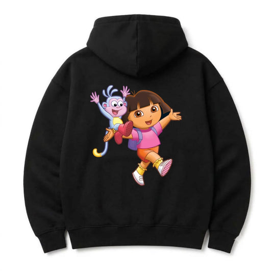 Dora the Explorer & Boots Graphic Back-Print Pullover Hoodie – Black