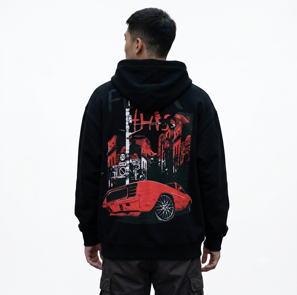 HKAY Urban Drive Graphic Oversized Hoodie