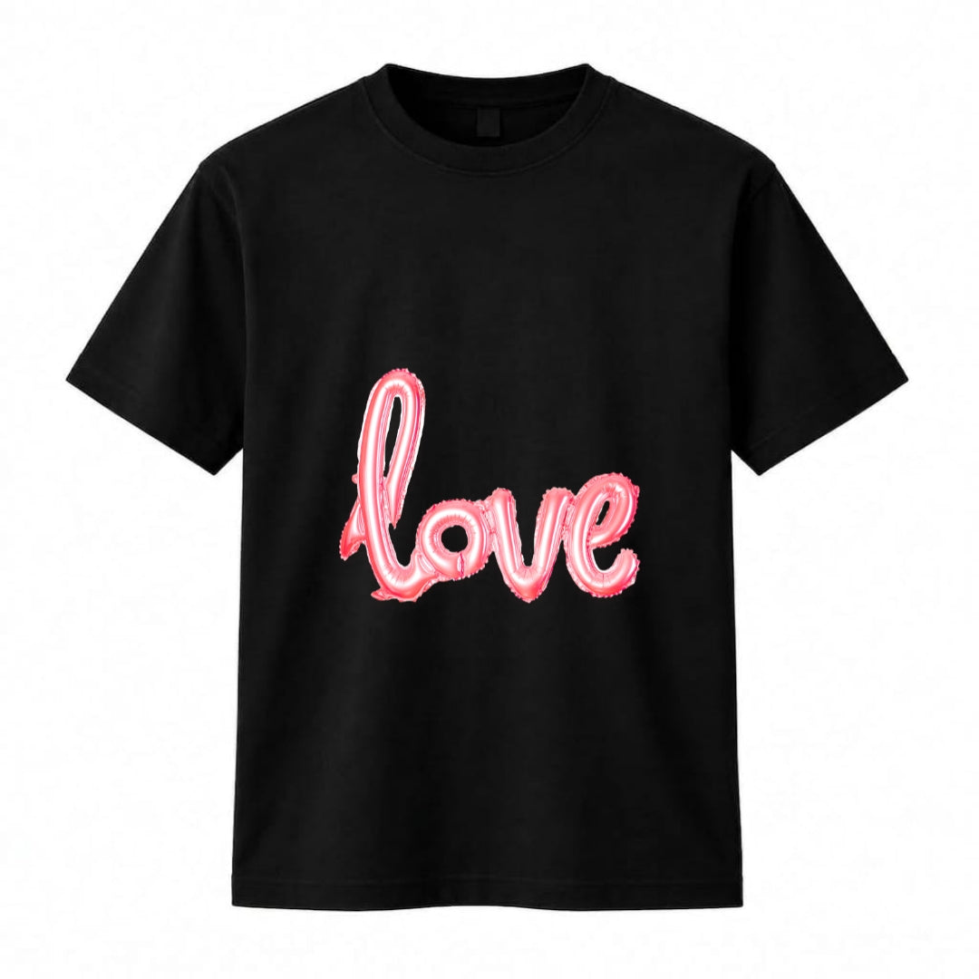 HKAY Premium Jet Black 200 GSM Love Graphic T-Shirt