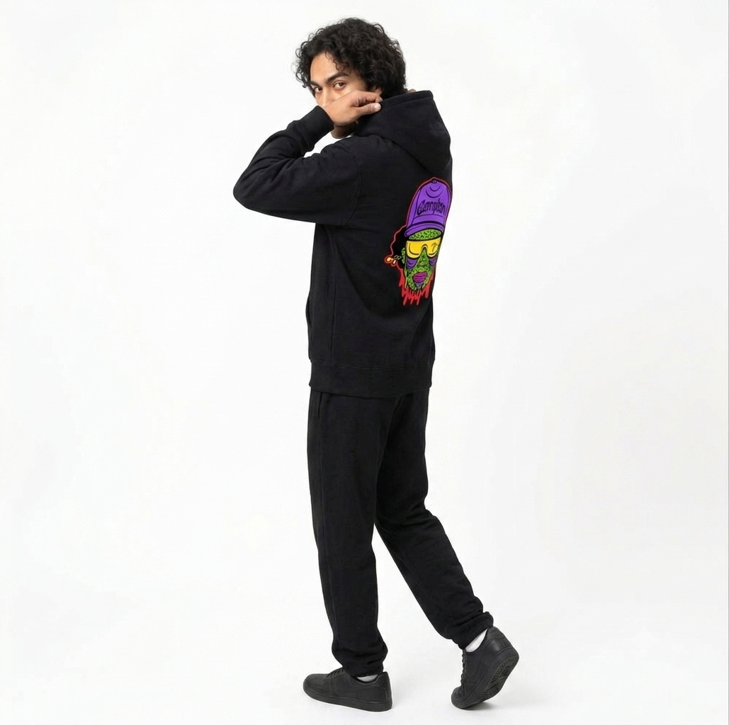 HKAY Premium Graphic Oversized Black Hoodie – Streetwear Edition