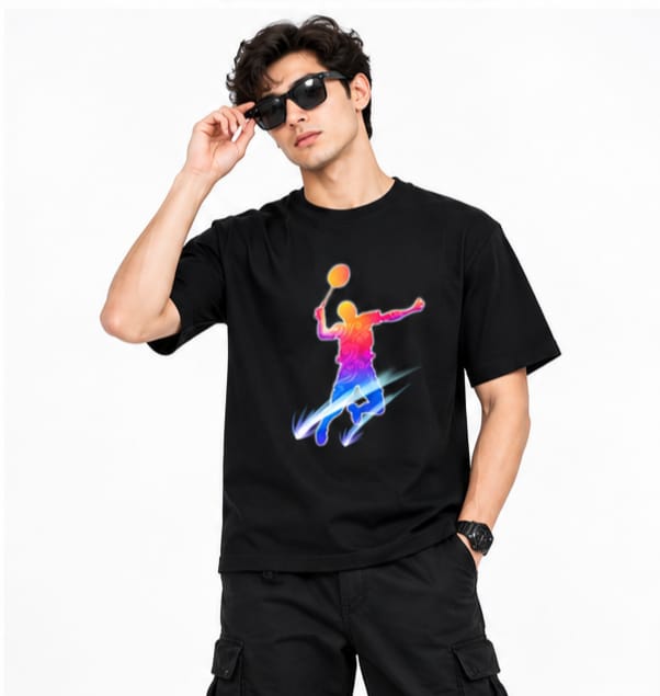 HKAY Premium Badminton Player Jet Black 200 GSM T-Shirt