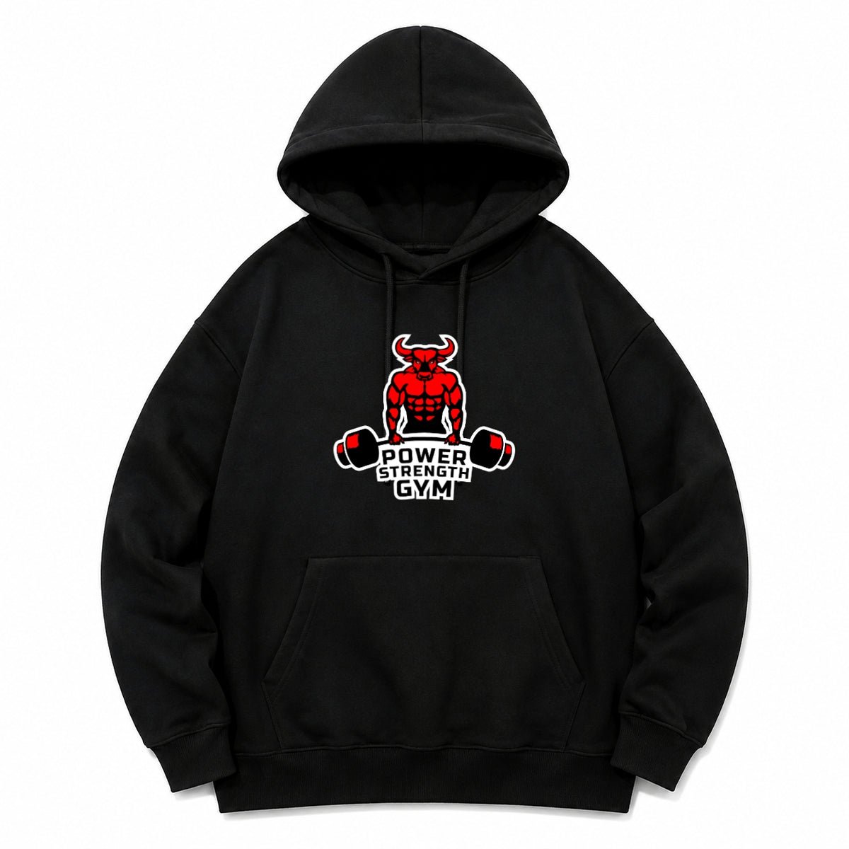 HKAY Premium Iron Bull Gym Jet Black 320 GSM Hoodie