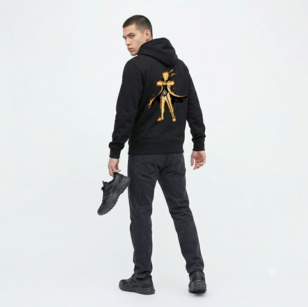 Naruto Kurama Chakra Mode Oversized Black Hoodie | 320 GSM Heavyweight Streetwear